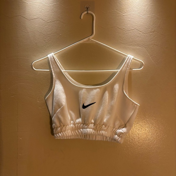 Nike White Sports Bra with Black Swoosh - Picture 1 of 2